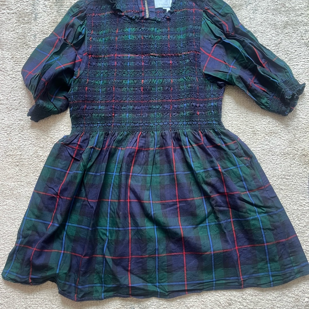 Hill House Vivi Plaid mini Dress in Midnight Tartan